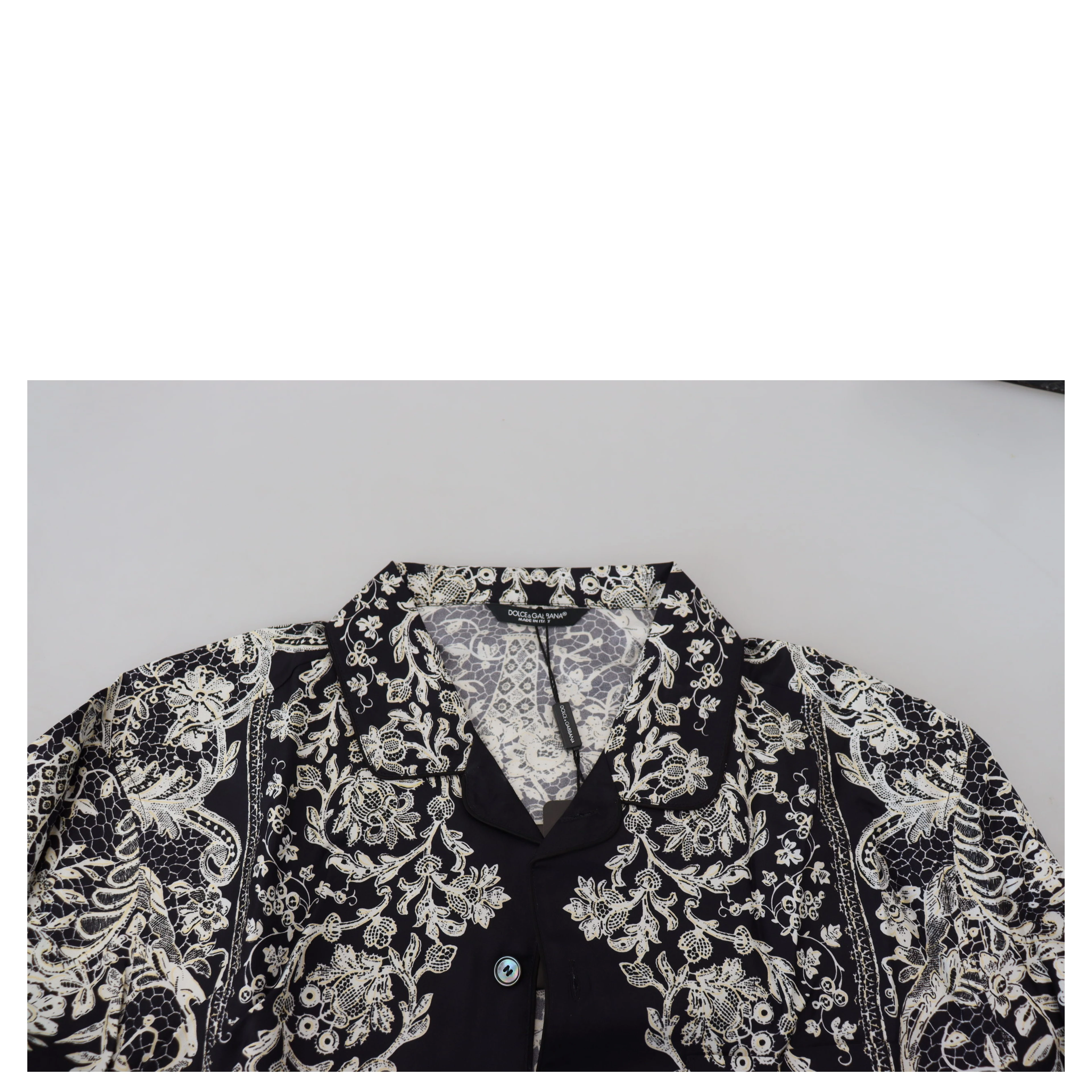 Blue Silk Floral Baroque Satin Casual Shirt
