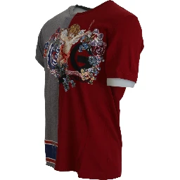 Red Gray Two Model DG Angel Crewneck  T-shirt