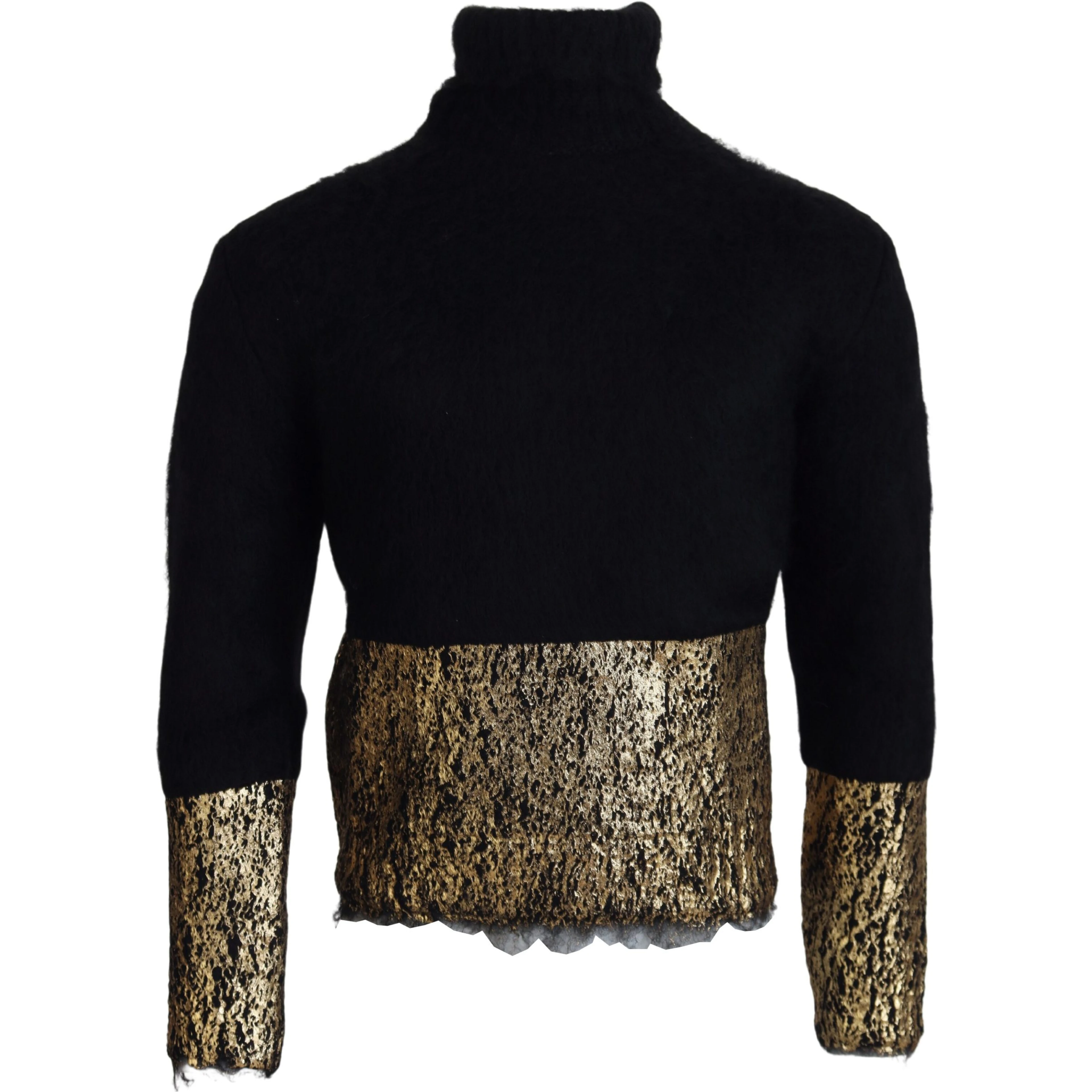 Black Gold Turtleneck Mohair Pullover Mens Sweater