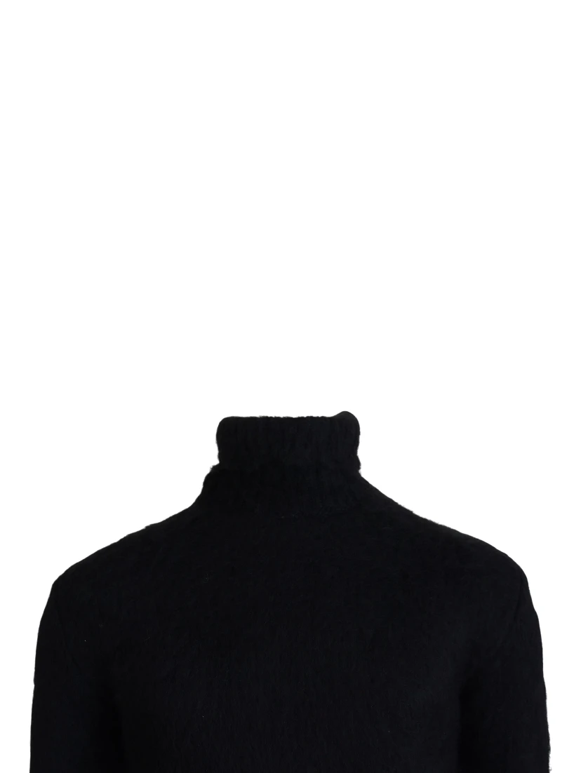 Black Gold Turtleneck Mohair Pullover Mens Sweater