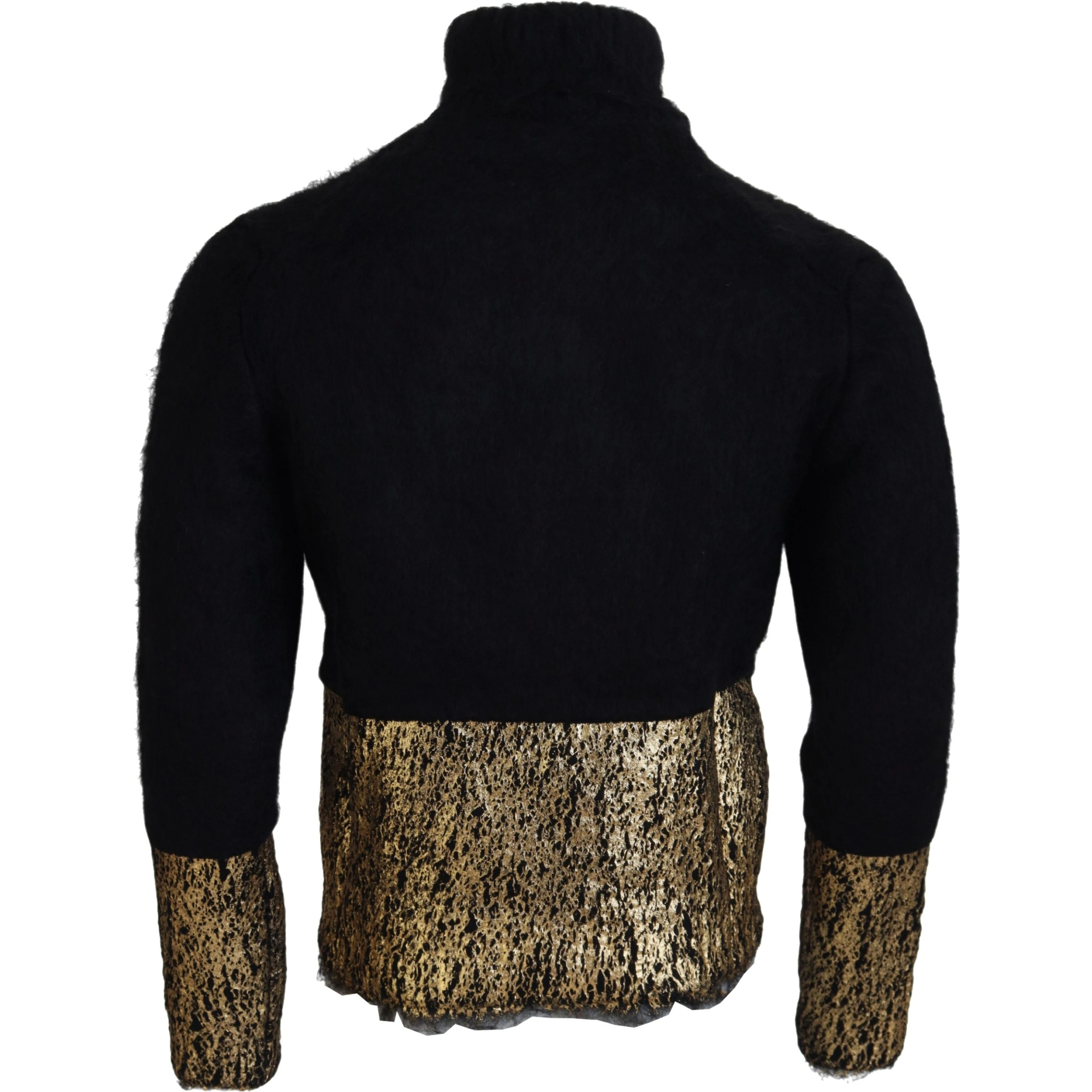 Black Gold Turtleneck Mohair Pullover Mens Sweater
