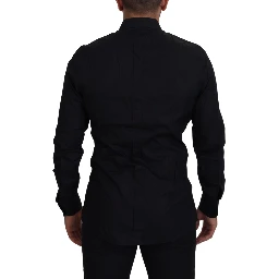 Black Gold Crown Slim Fit Dress Formal Shirt