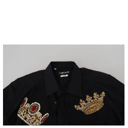 Black Gold Crown Slim Fit Dress Formal Shirt
