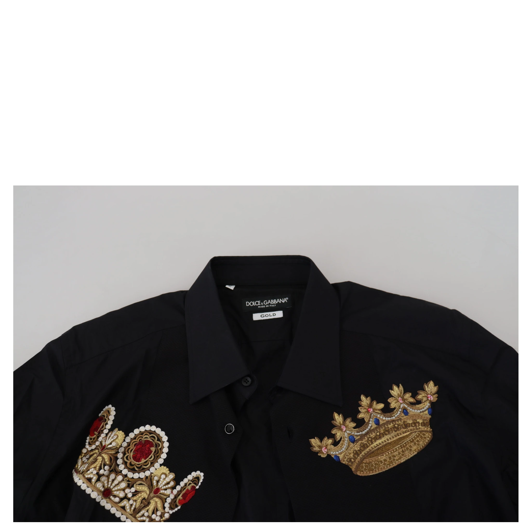 Black Gold Crown Slim Fit Dress Formal Shirt