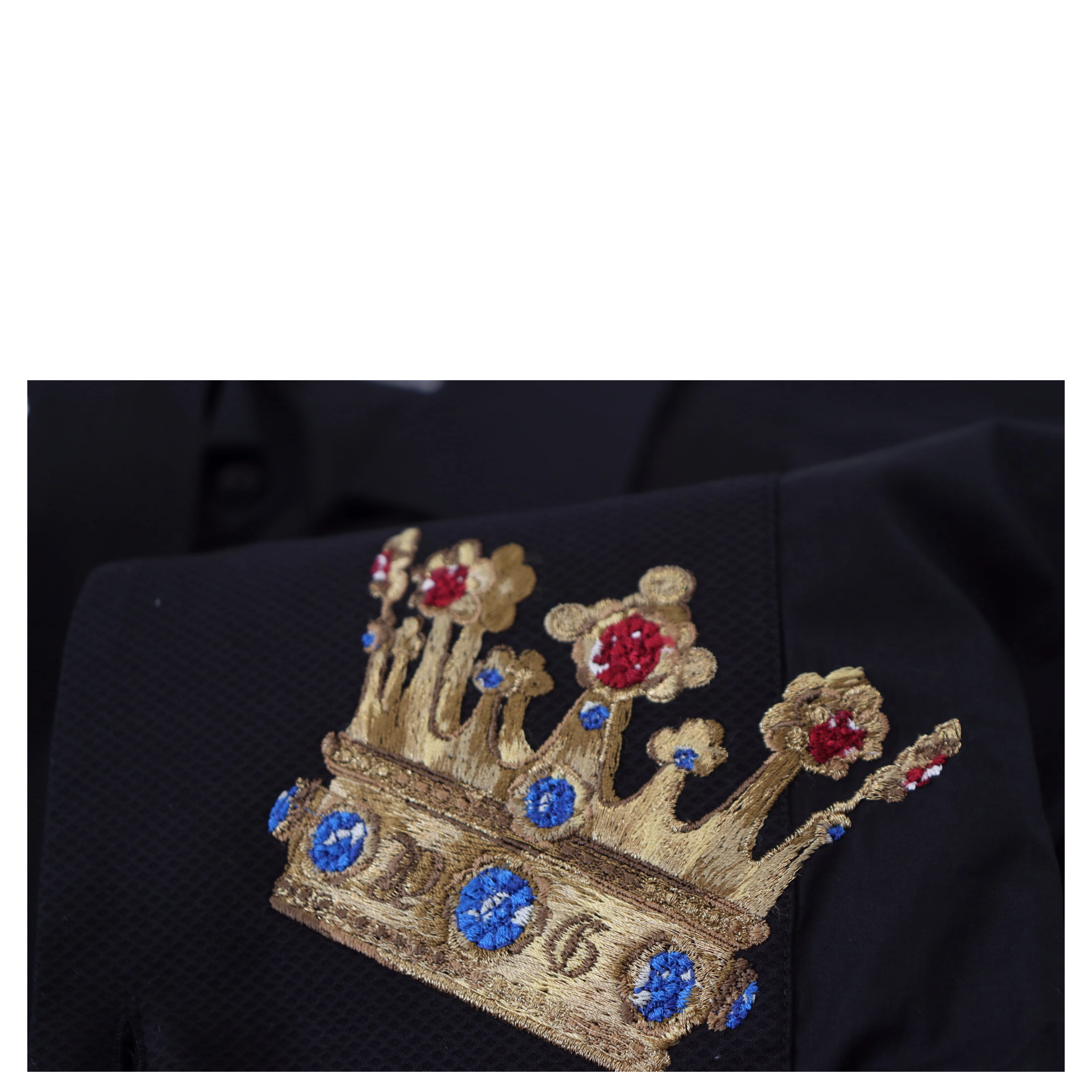 Black Gold Crown Slim Fit Dress Formal Shirt