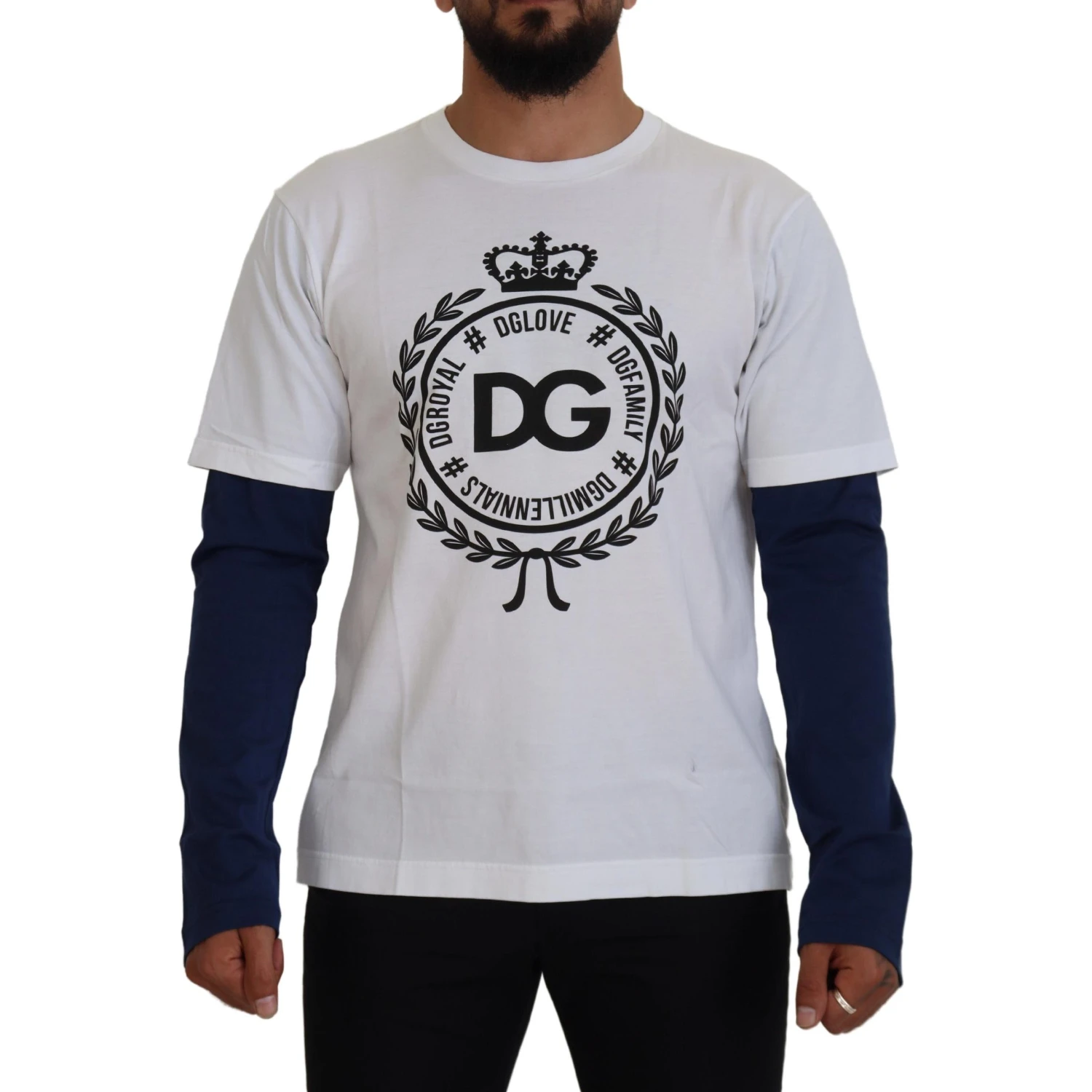 White Blue DG Crown Pullover Sweater