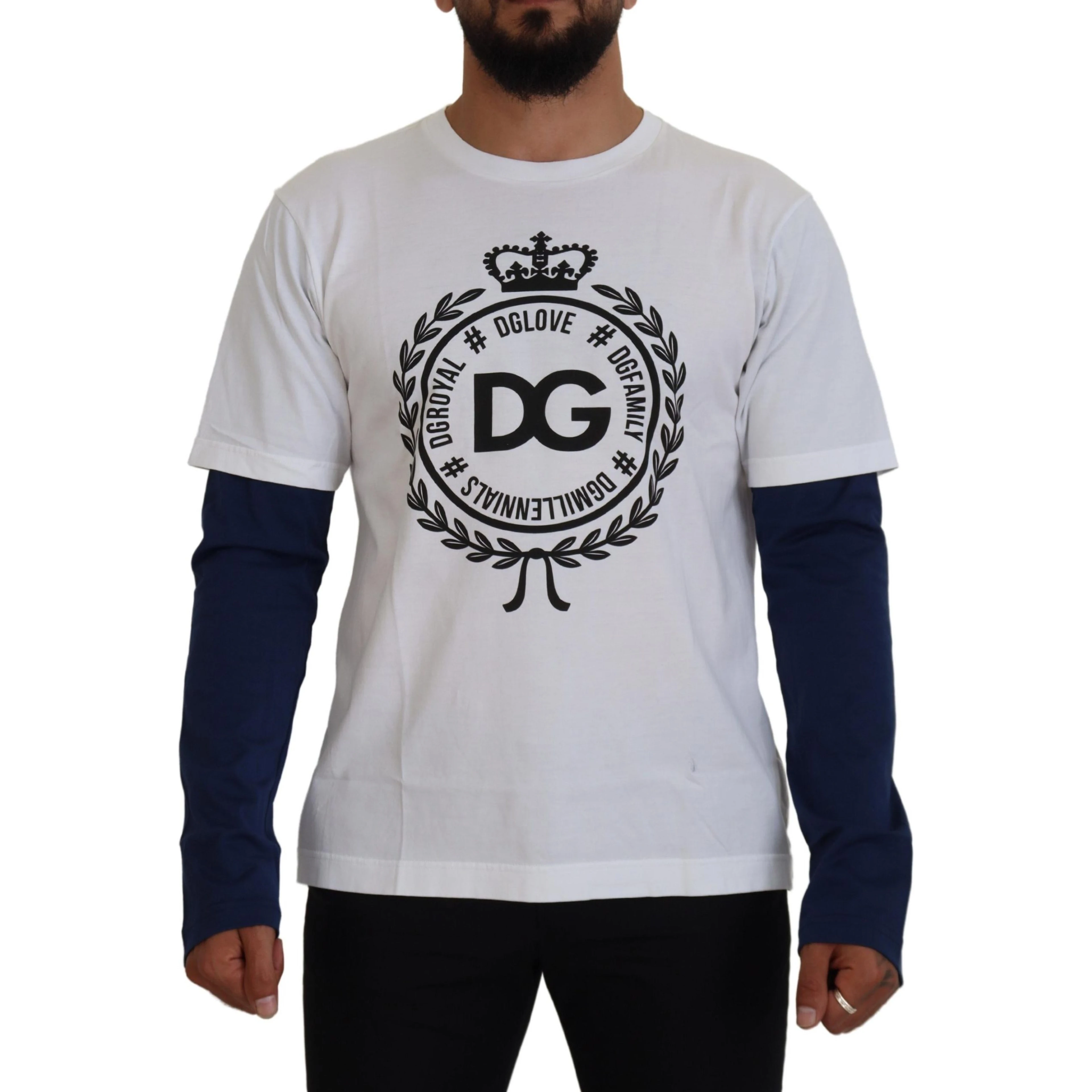 White Blue DG Crown Pullover Sweater
