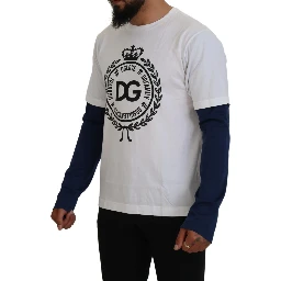 White Blue DG Crown Pullover Sweater