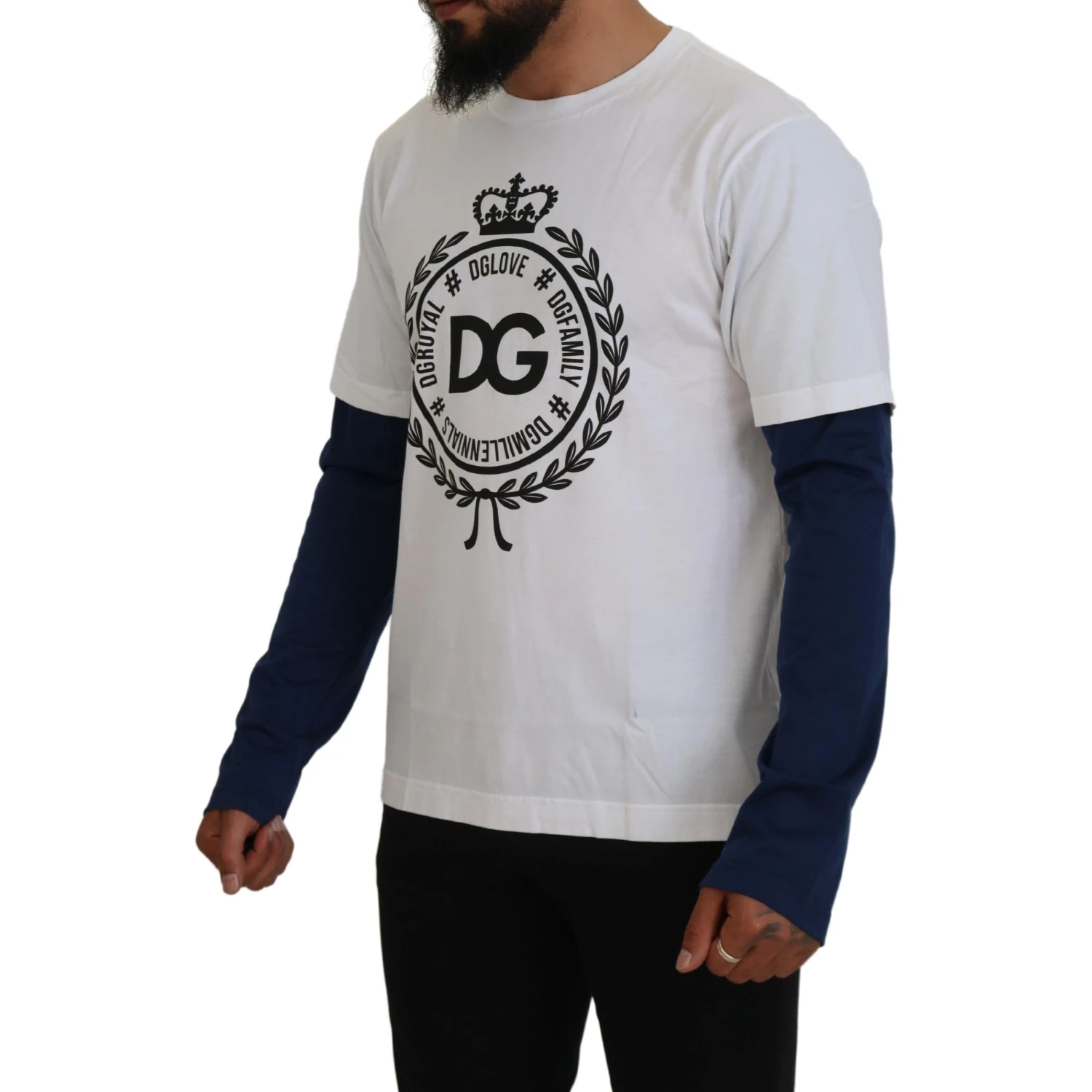 White Blue DG Crown Pullover Sweater