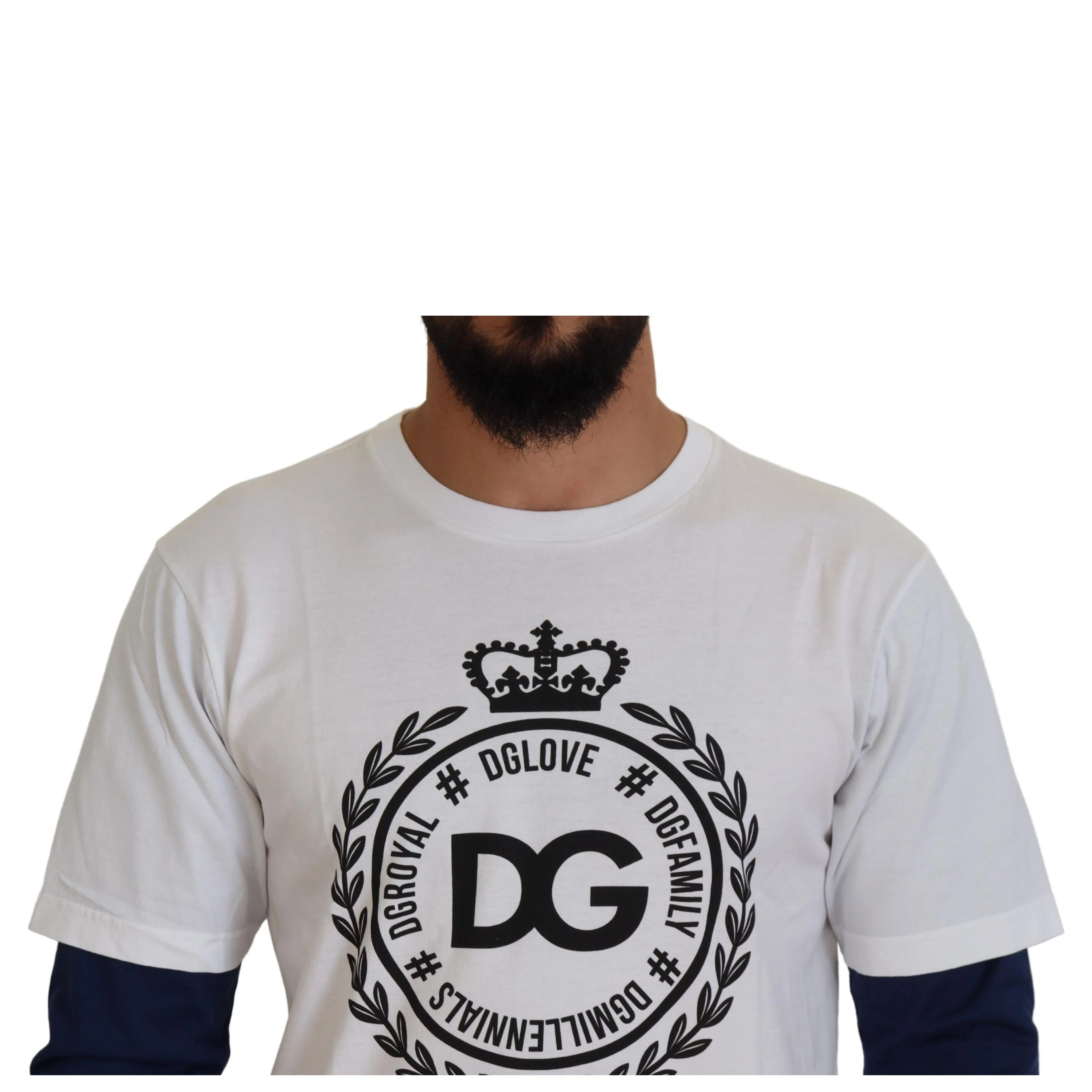 White Blue DG Crown Pullover Sweater
