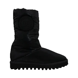 Black Boots Padded Mid Calf Winter Shoes