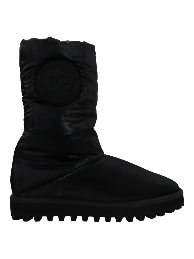 Black Boots Padded Mid Calf Winter Shoes