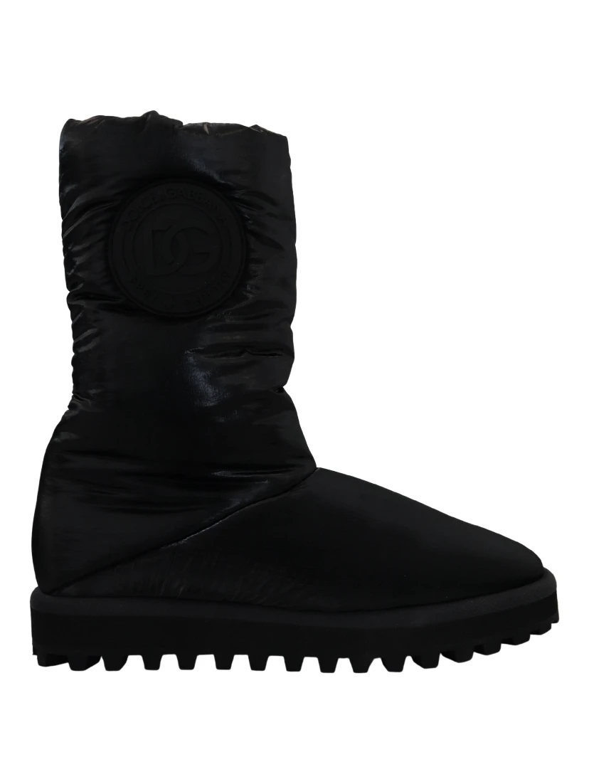 Black Boots Padded Mid Calf Winter Shoes