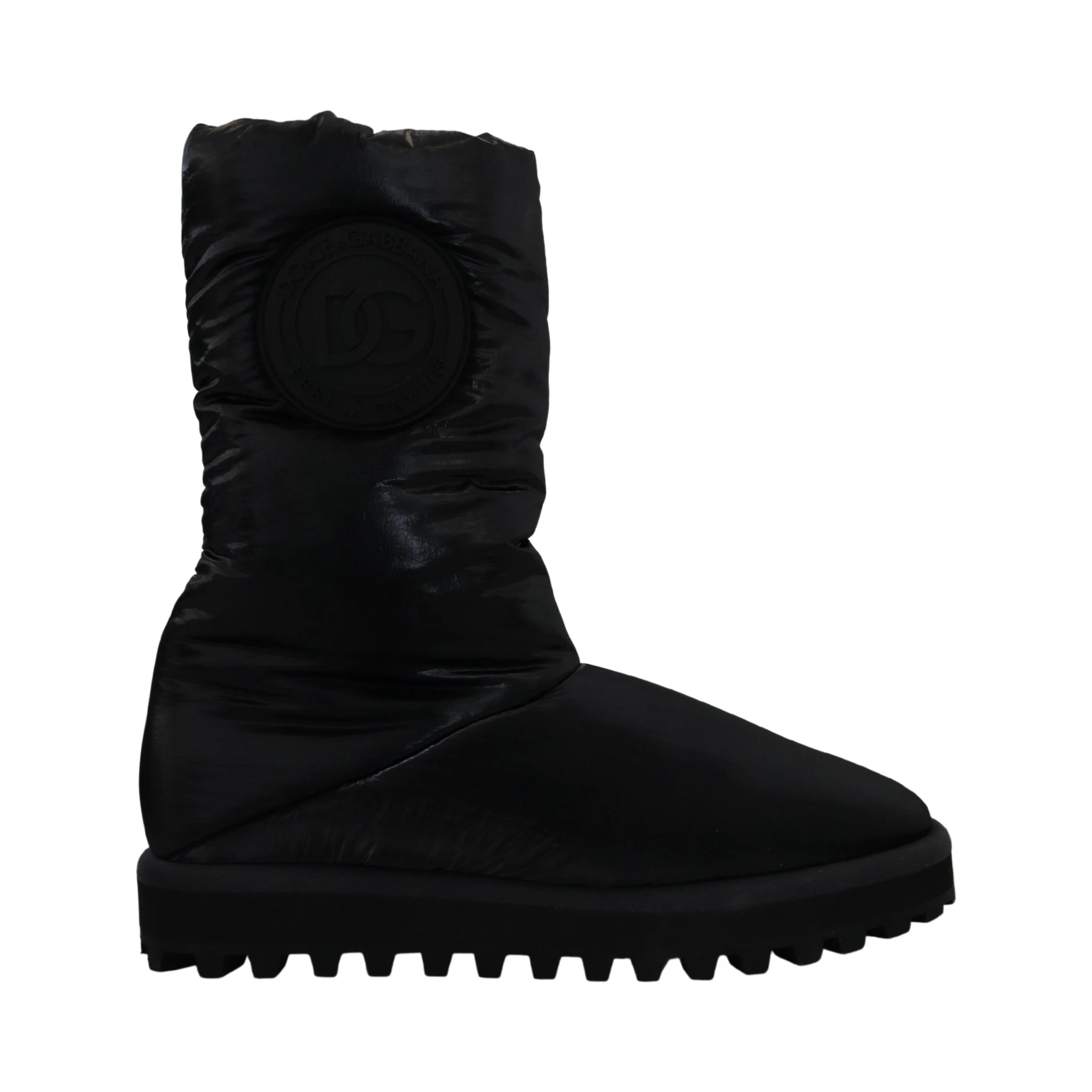 Black Boots Padded Mid Calf Winter Shoes