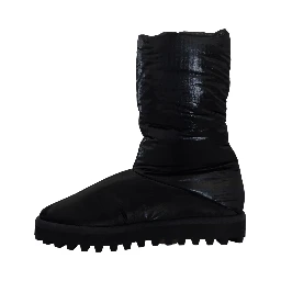 Black Boots Padded Mid Calf Winter Shoes