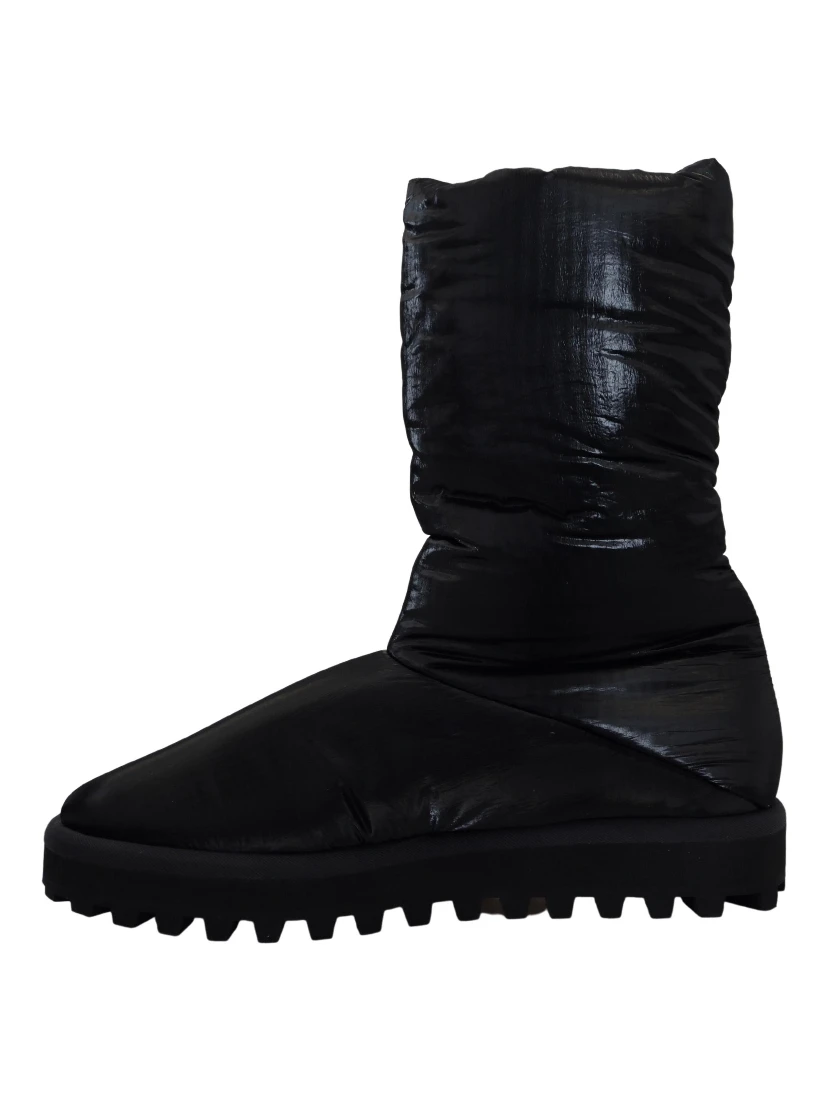 Black Boots Padded Mid Calf Winter Shoes
