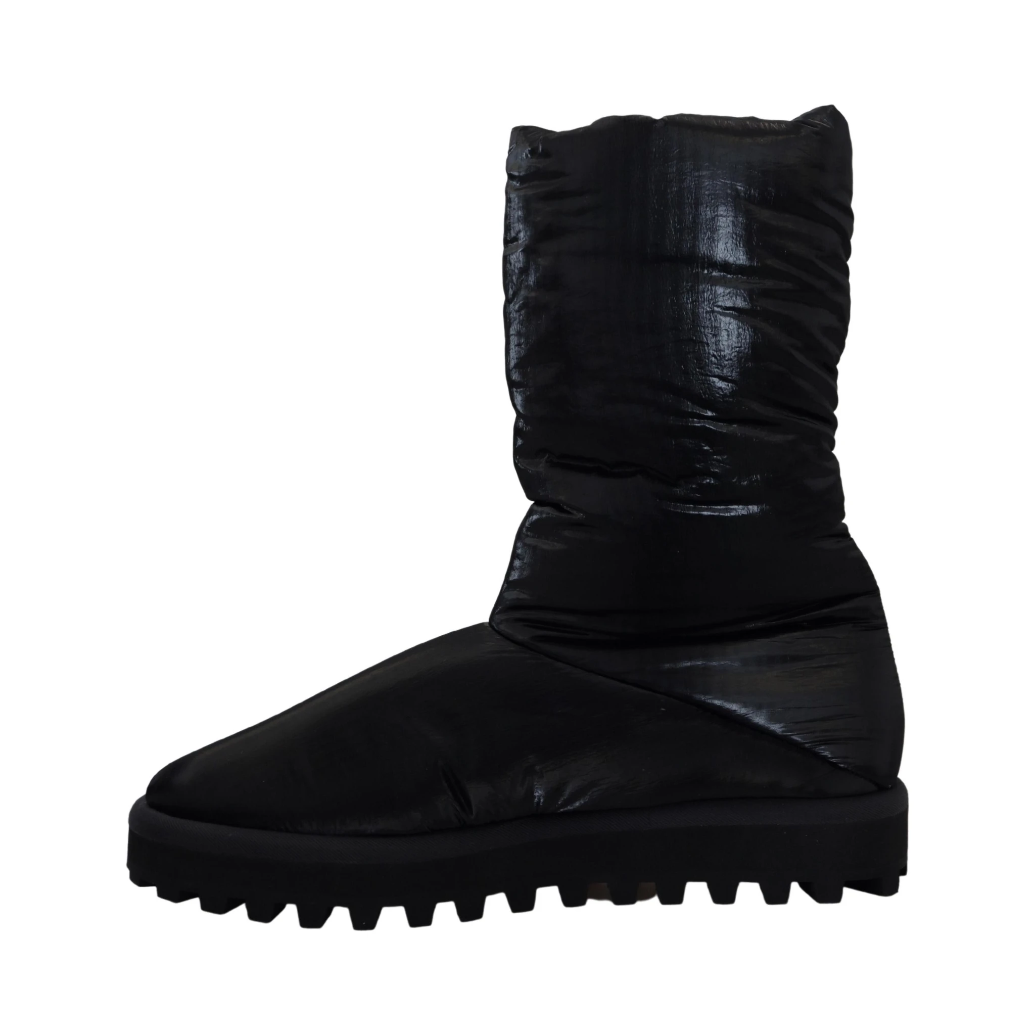 Black Boots Padded Mid Calf Winter Shoes