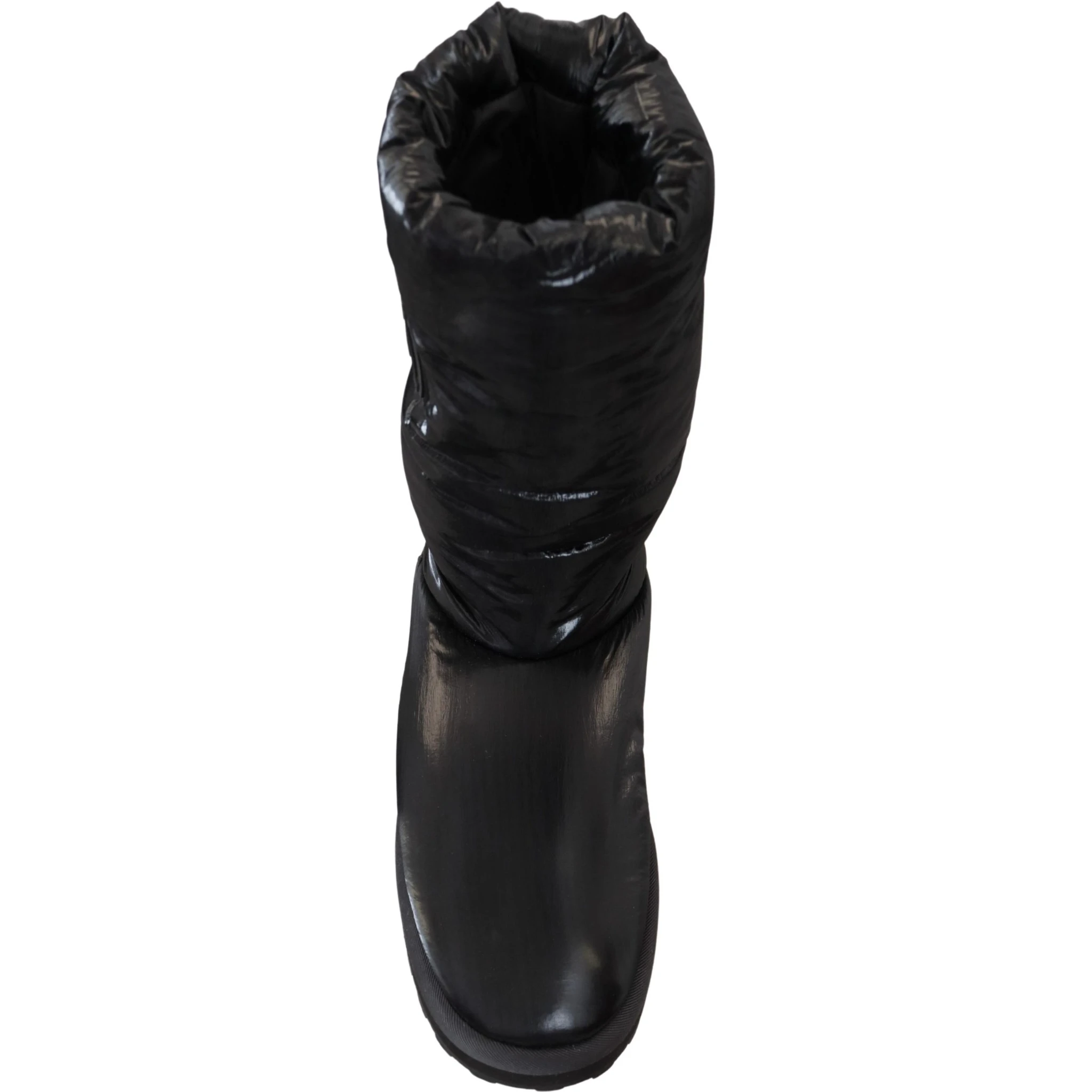 Black Boots Padded Mid Calf Winter Shoes