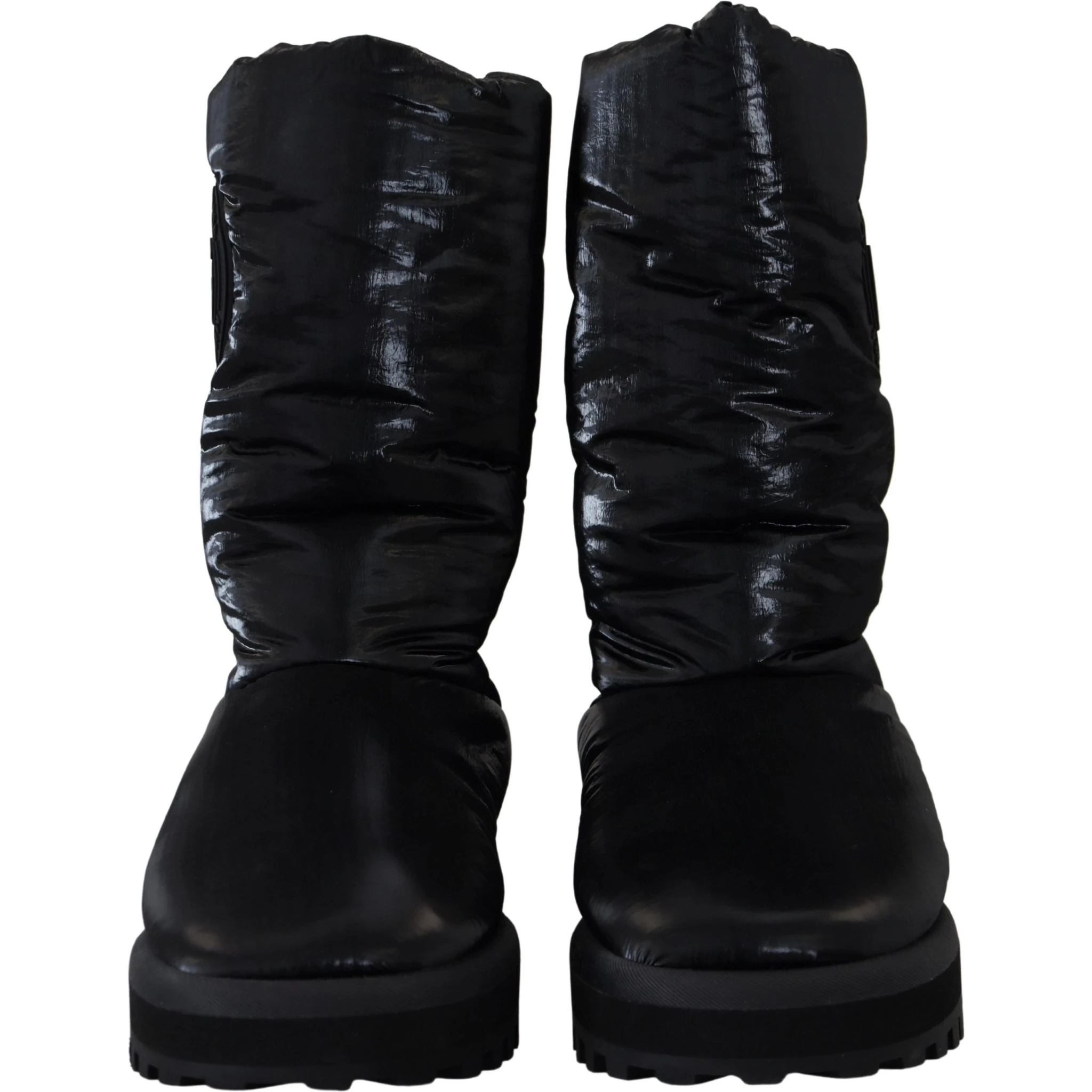 Black Boots Padded Mid Calf Winter Shoes