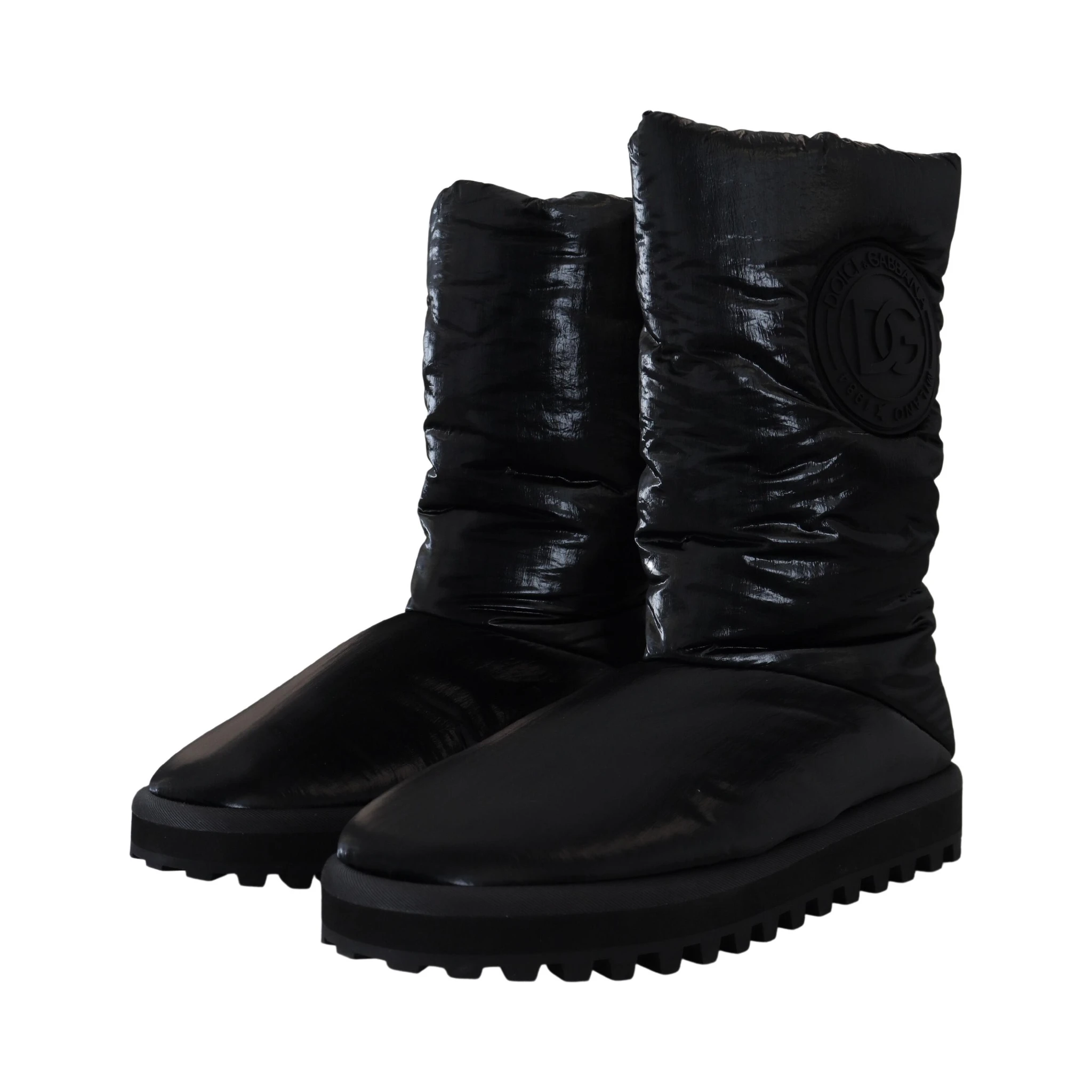Black Boots Padded Mid Calf Winter Shoes