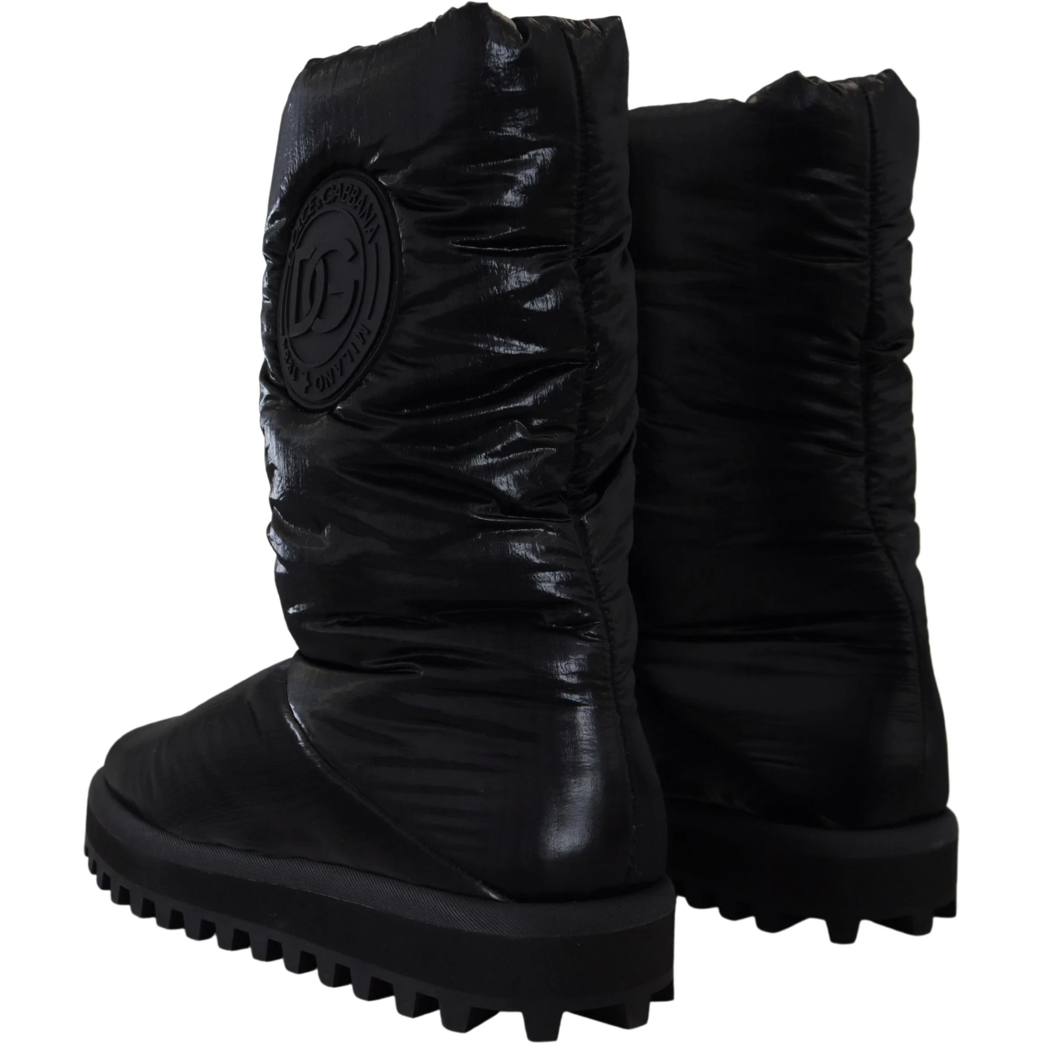 Black Boots Padded Mid Calf Winter Shoes