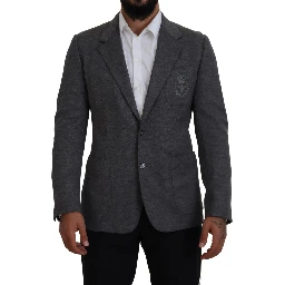 Gray Wool Stretch Slim Fit Jacket Blazer