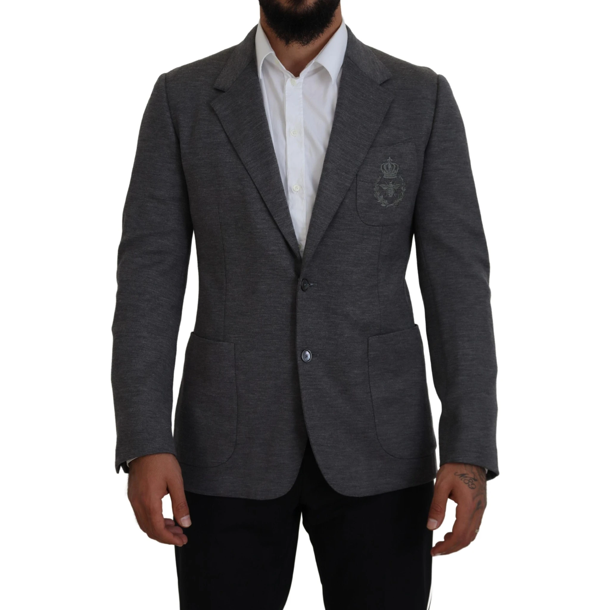 Gray Wool Stretch Slim Fit Jacket Blazer