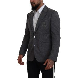 Gray Wool Stretch Slim Fit Jacket Blazer
