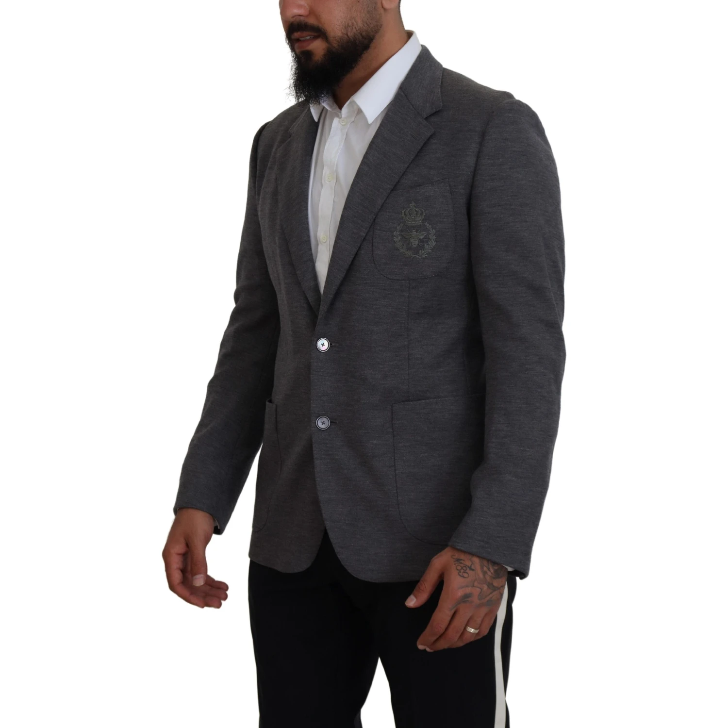 Gray Wool Stretch Slim Fit Jacket Blazer