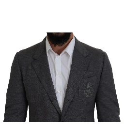 Gray Wool Stretch Slim Fit Jacket Blazer