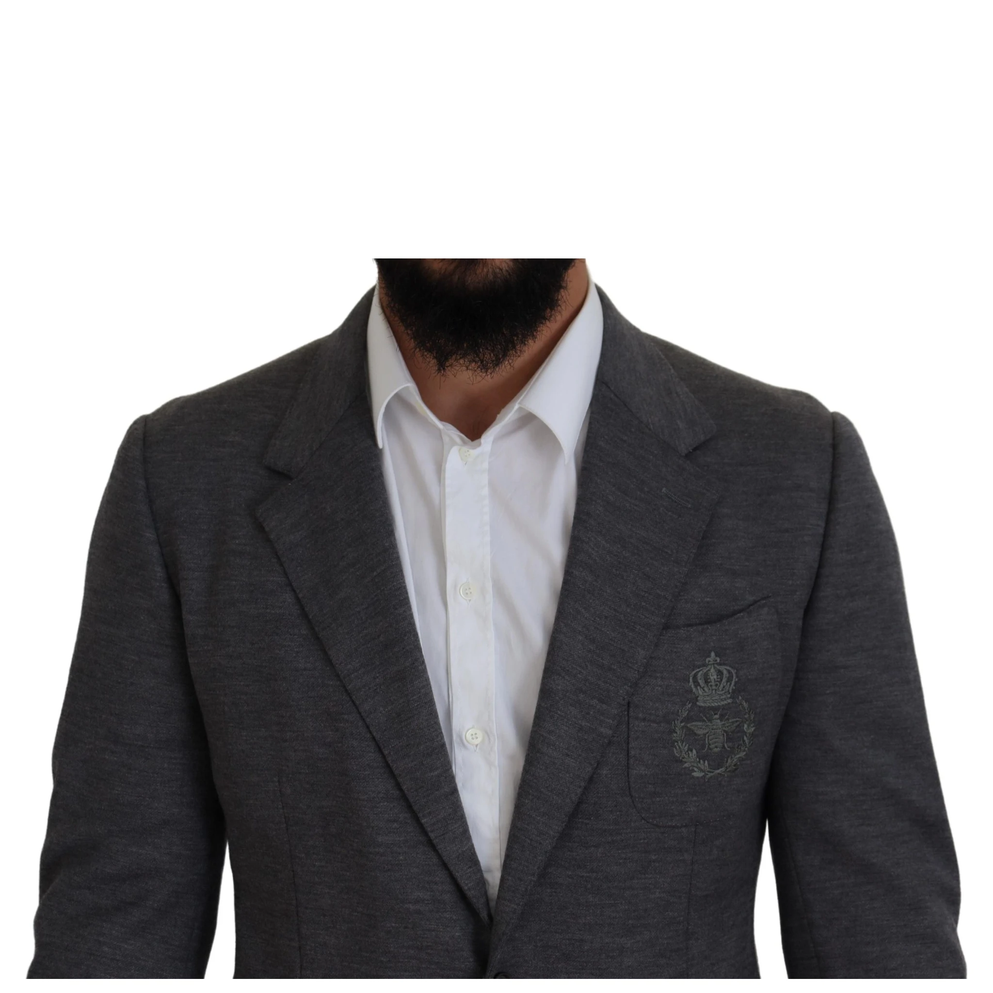 Gray Wool Stretch Slim Fit Jacket Blazer