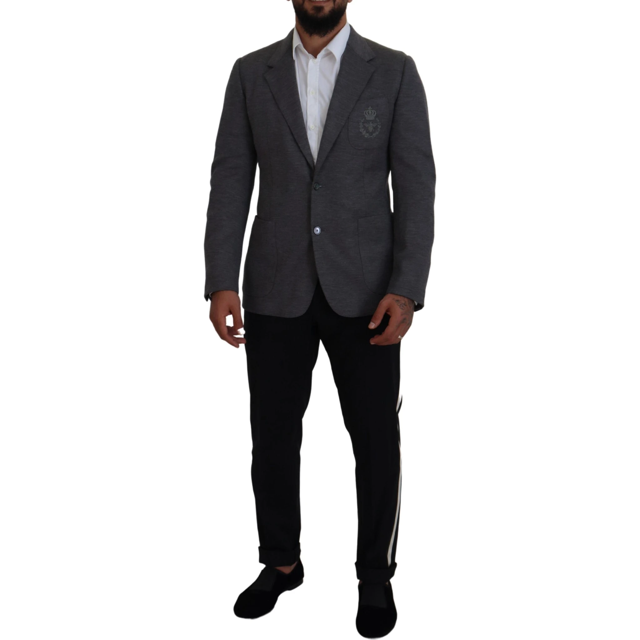 Gray Wool Stretch Slim Fit Jacket Blazer