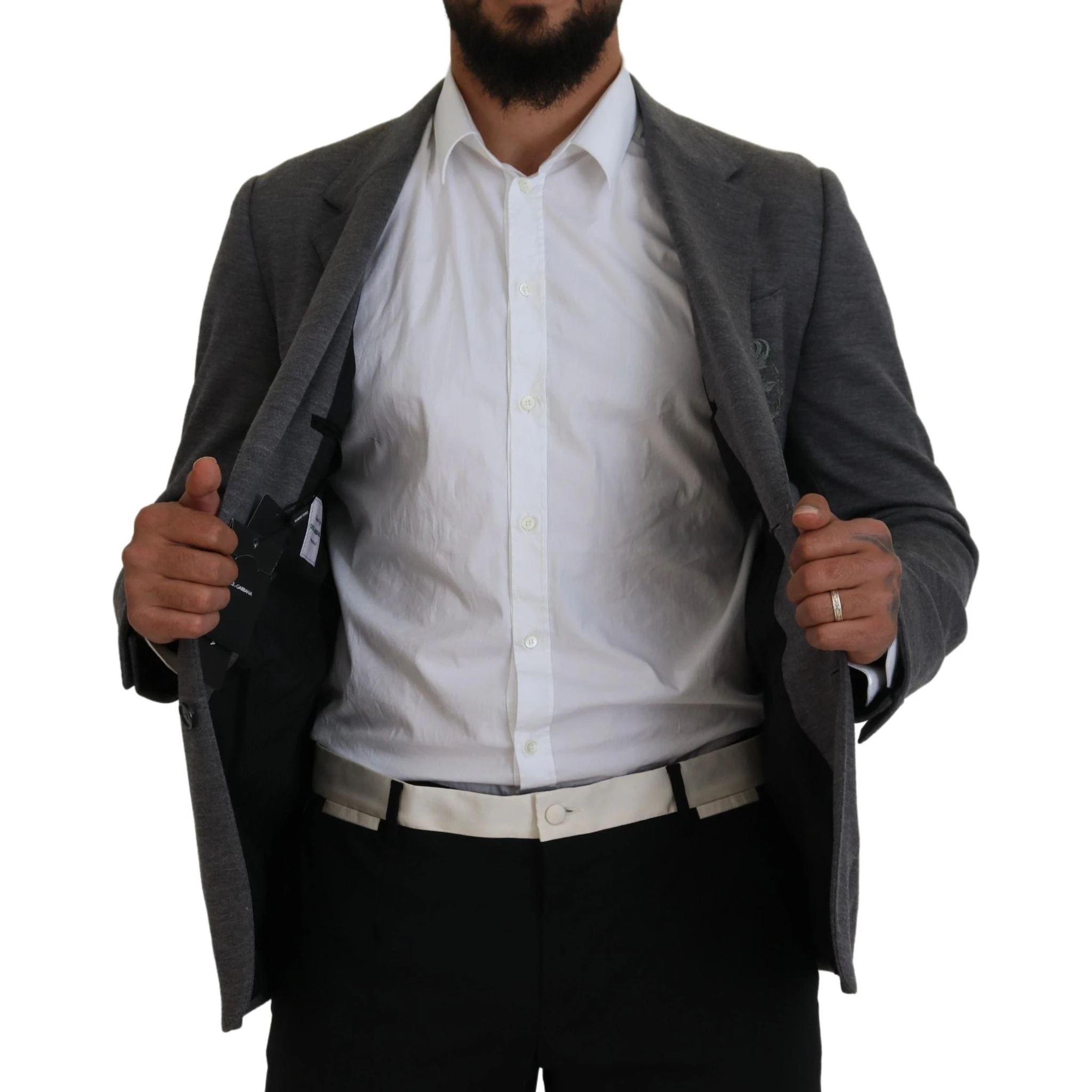 Gray Wool Stretch Slim Fit Jacket Blazer