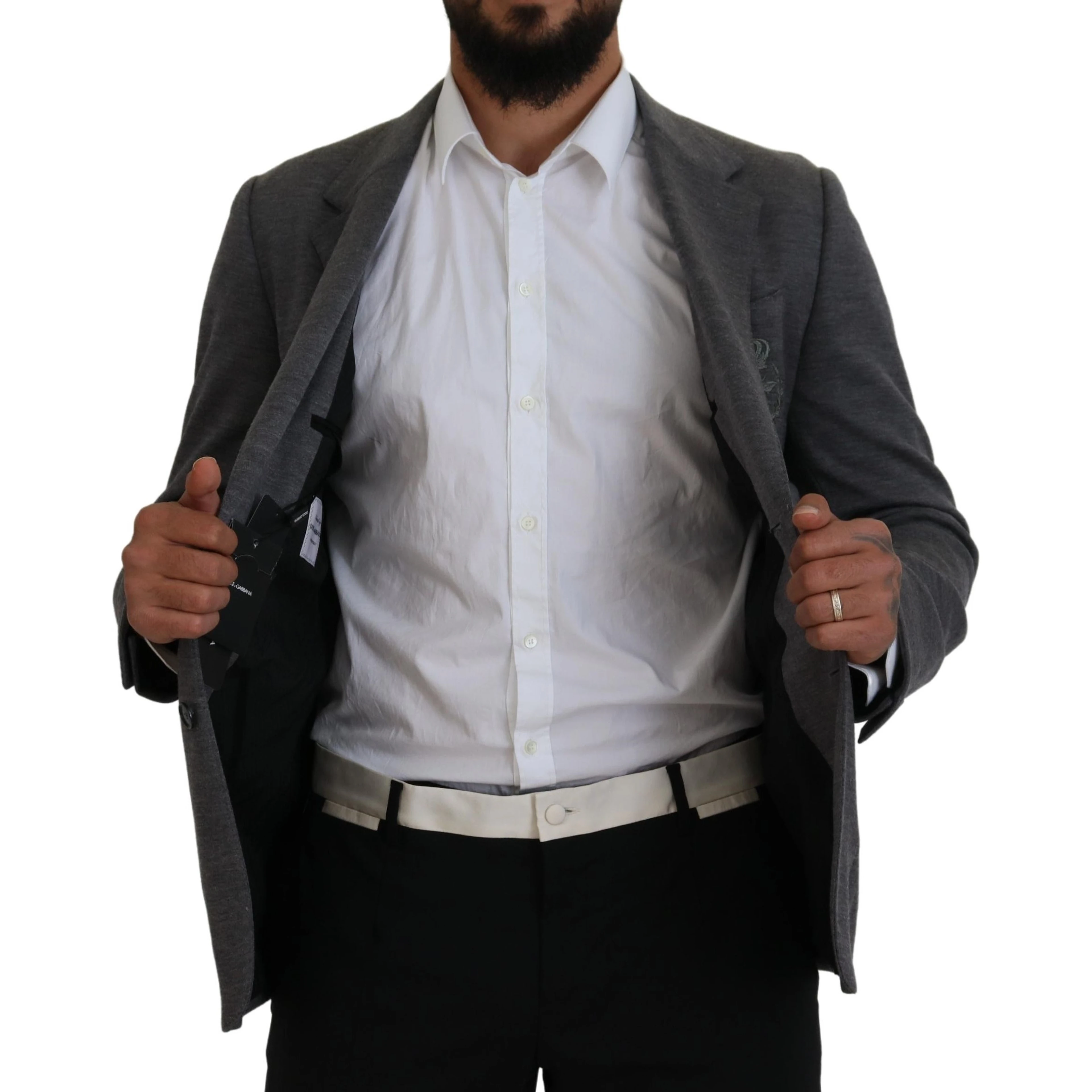 Gray Wool Stretch Slim Fit Jacket Blazer