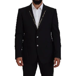 Black Wool Stretch Slim Fit Jacket Blazer