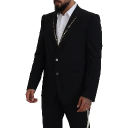 Black Wool Stretch Slim Fit Jacket Blazer