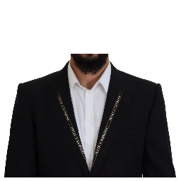 Black Wool Stretch Slim Fit Jacket Blazer