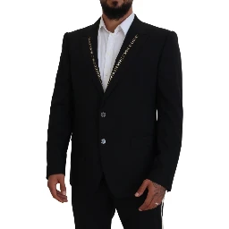 Black Wool Stretch Slim Fit Jacket Blazer
