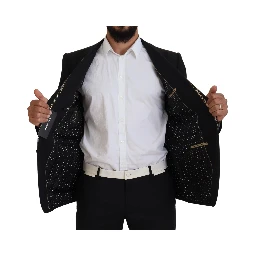Black Wool Stretch Slim Fit Jacket Blazer