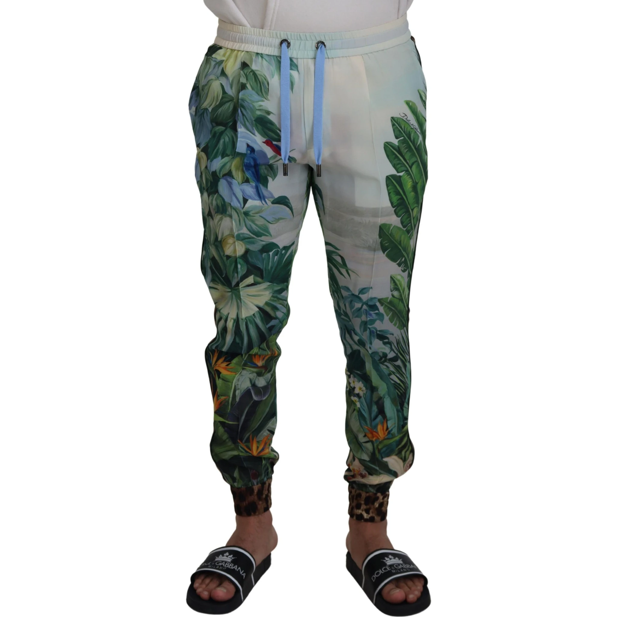 White Floral Printed Men Jogger Pants