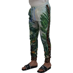White Floral Printed Men Jogger Pants