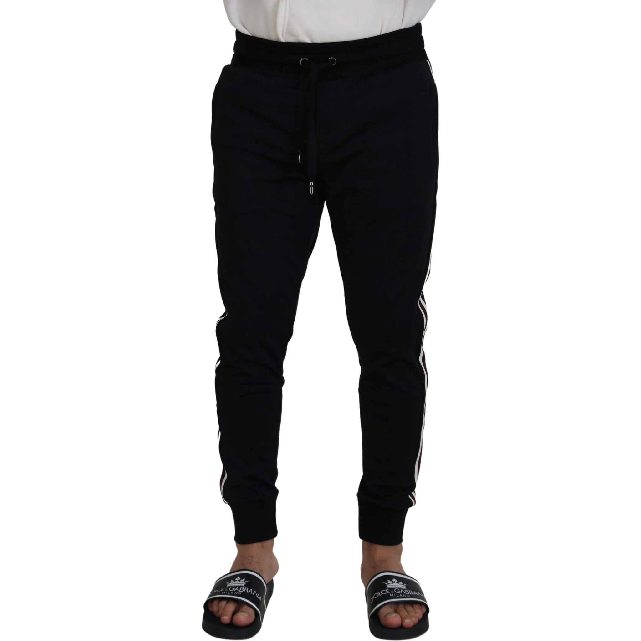 Black DG Print Mens Jogger Pants