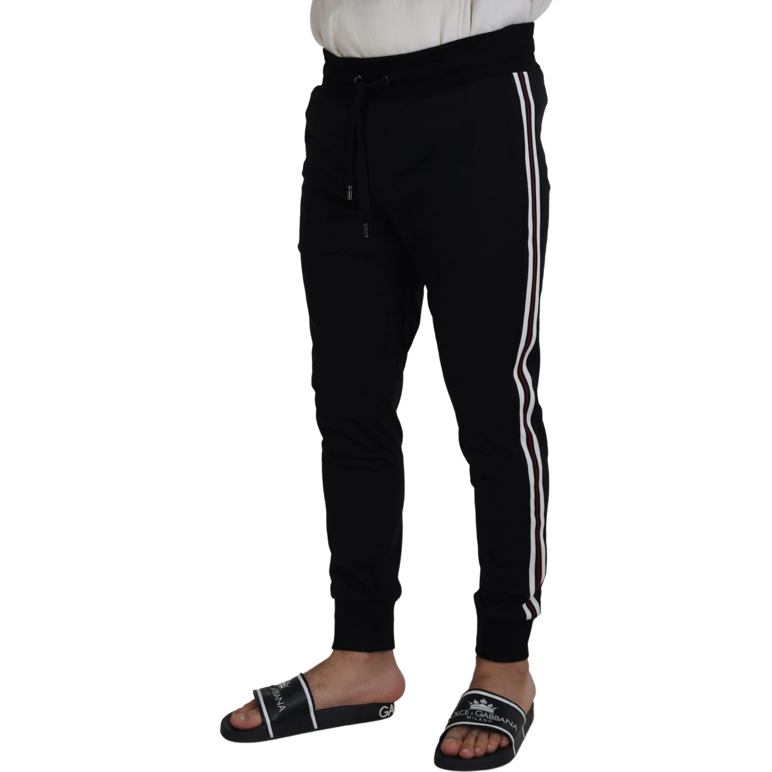 Black DG Print Mens Jogger Pants