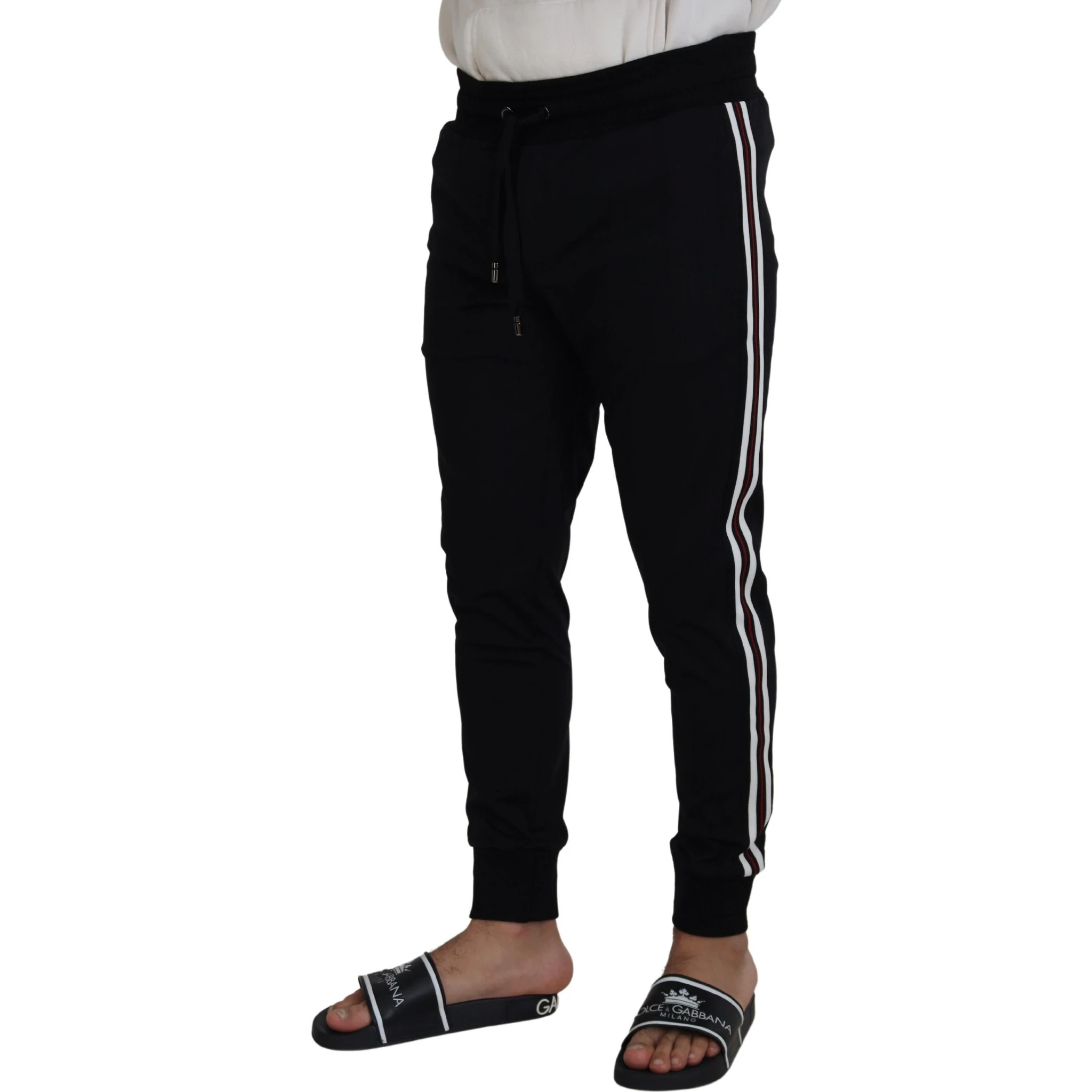 Black DG Print Mens Jogger Pants