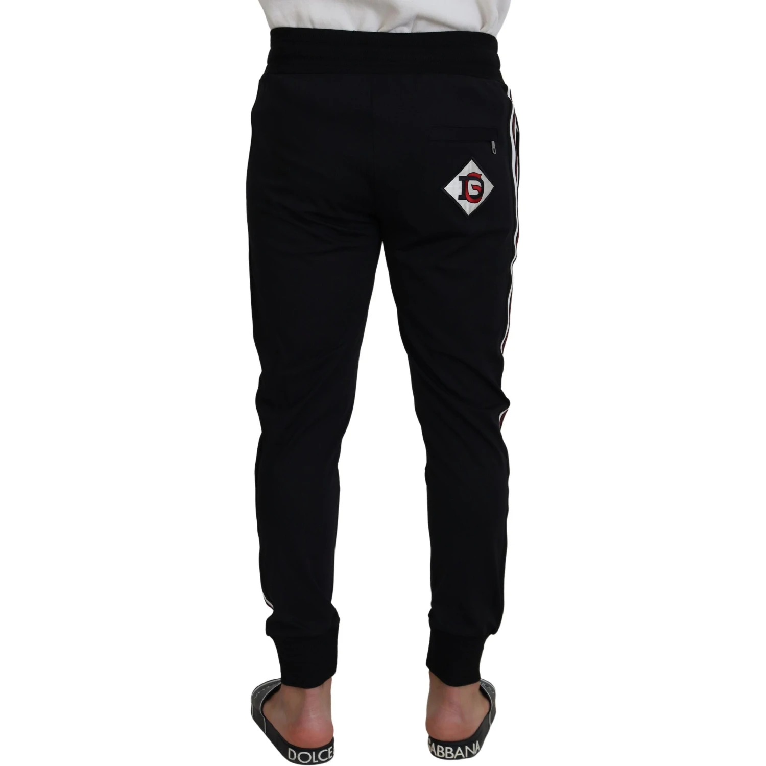 Black DG Print Mens Jogger Pants