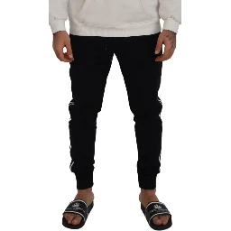 Black DG Print Mens Jogger Pants