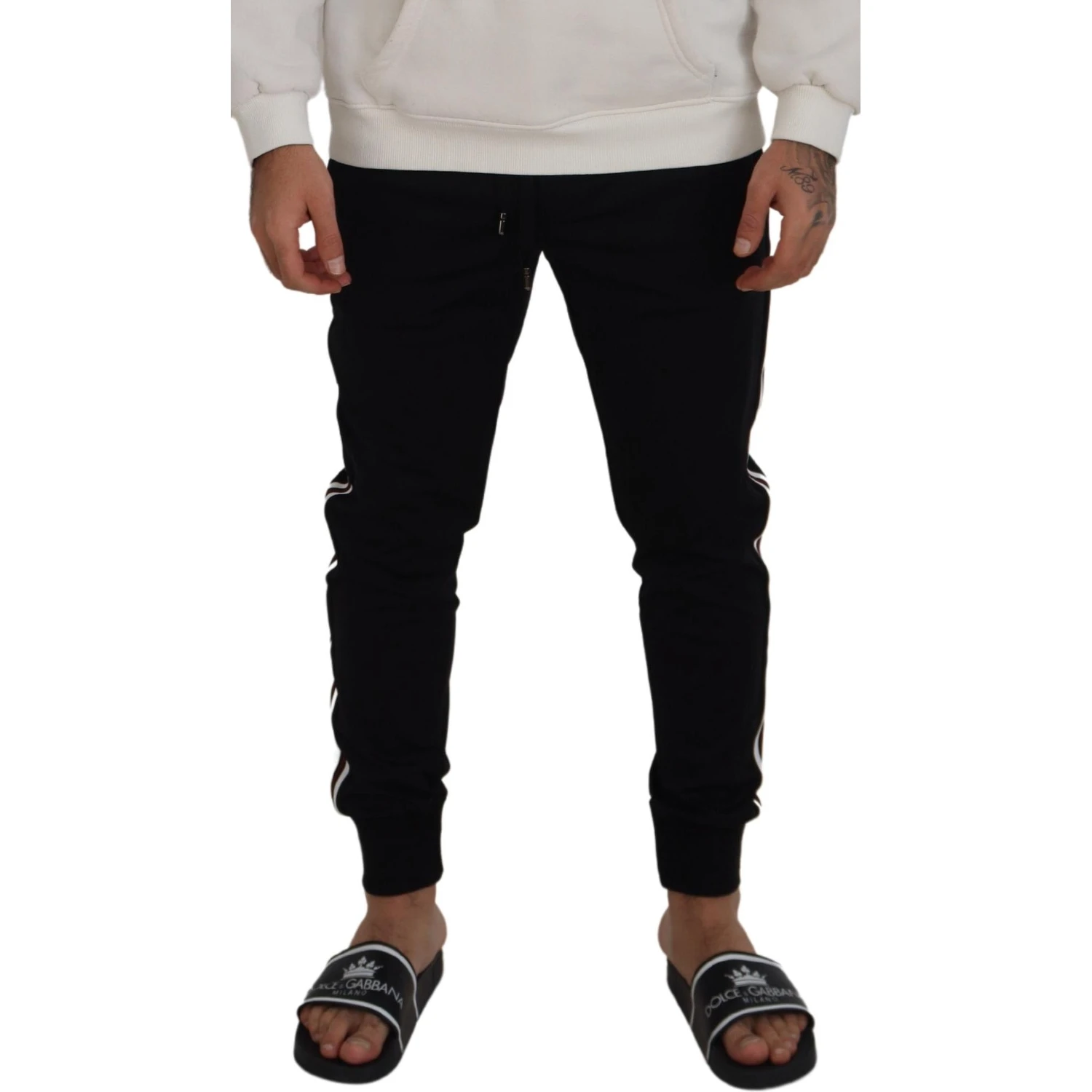 Black DG Print Mens Jogger Pants