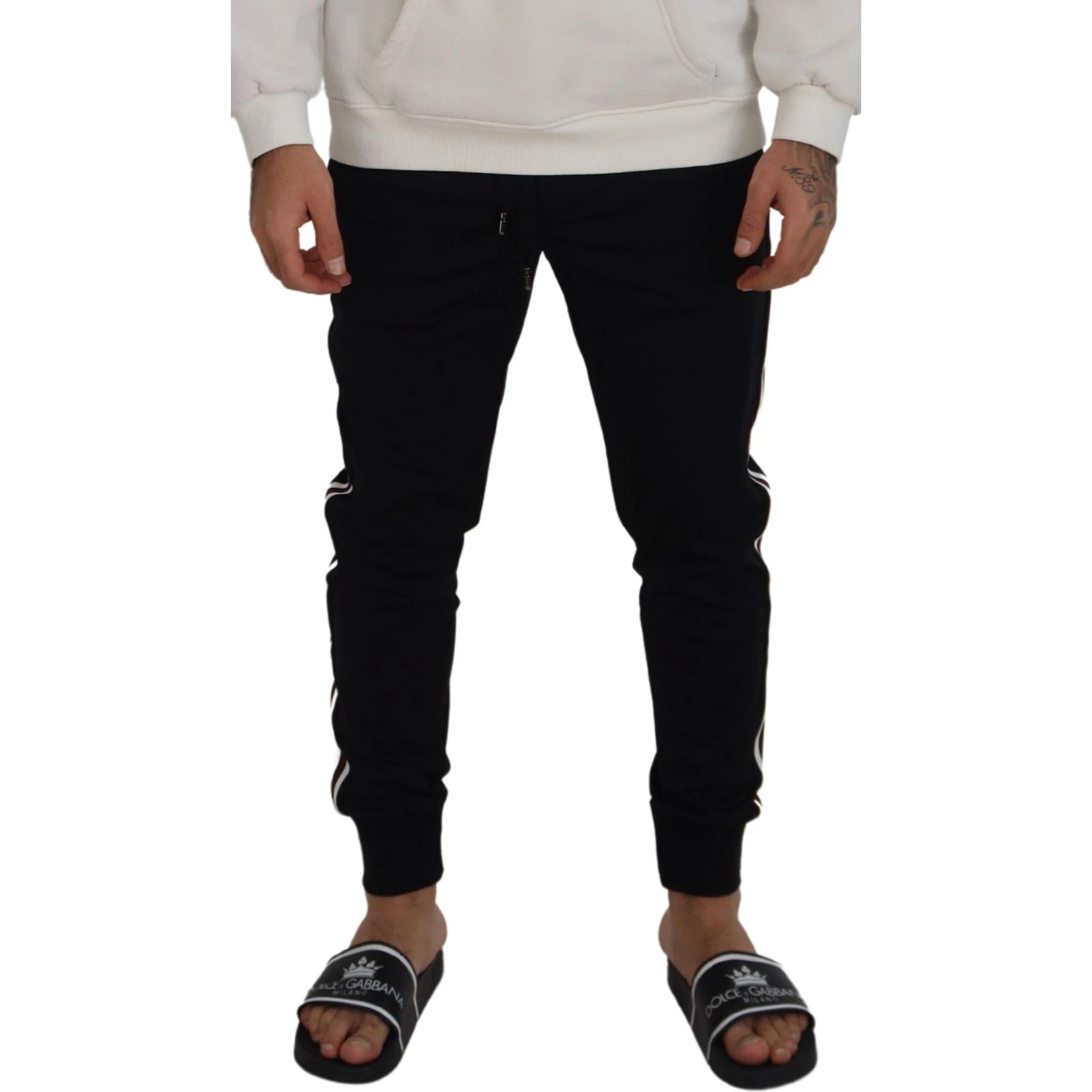 Black DG Print Mens Jogger Pants