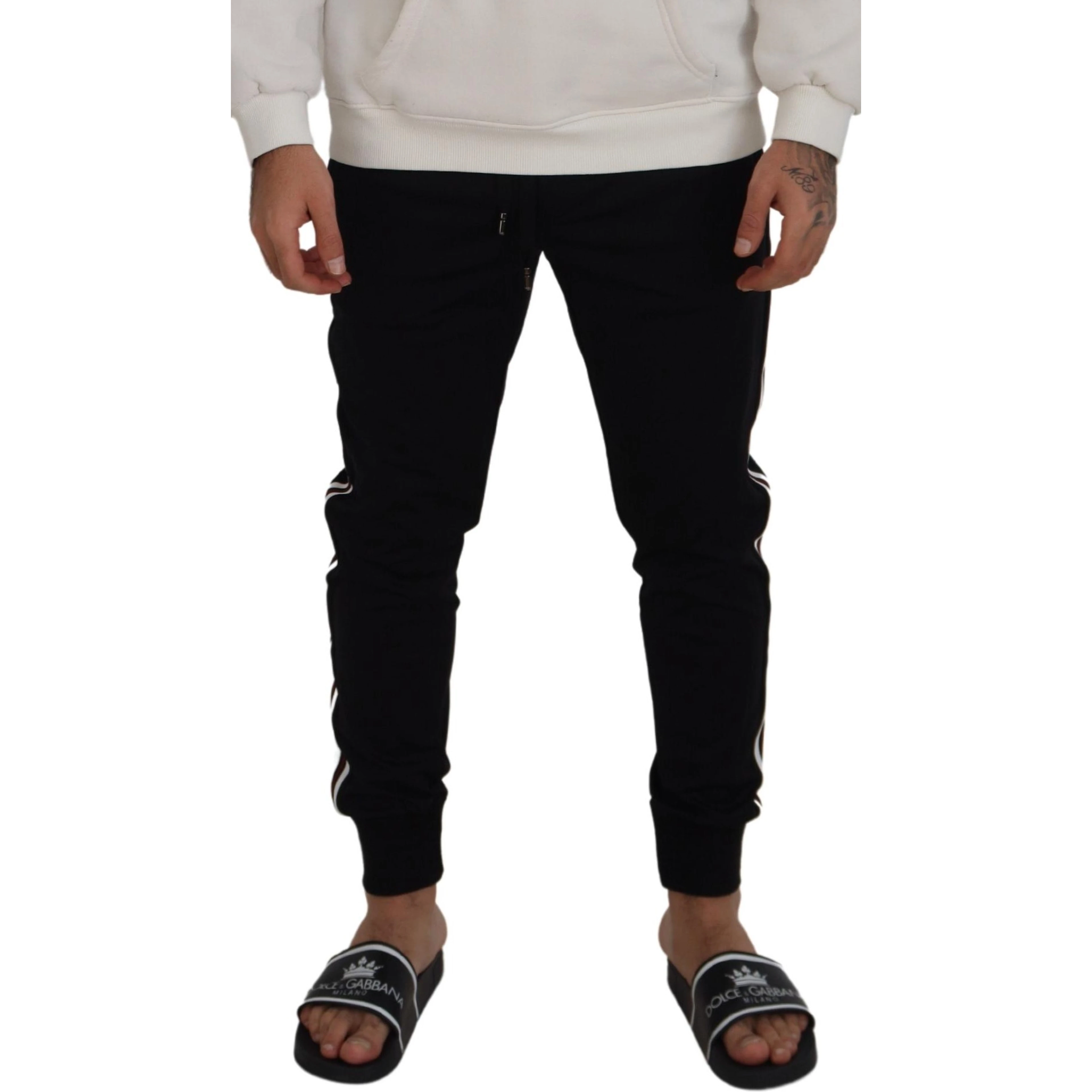 Black DG Print Mens Jogger Pants