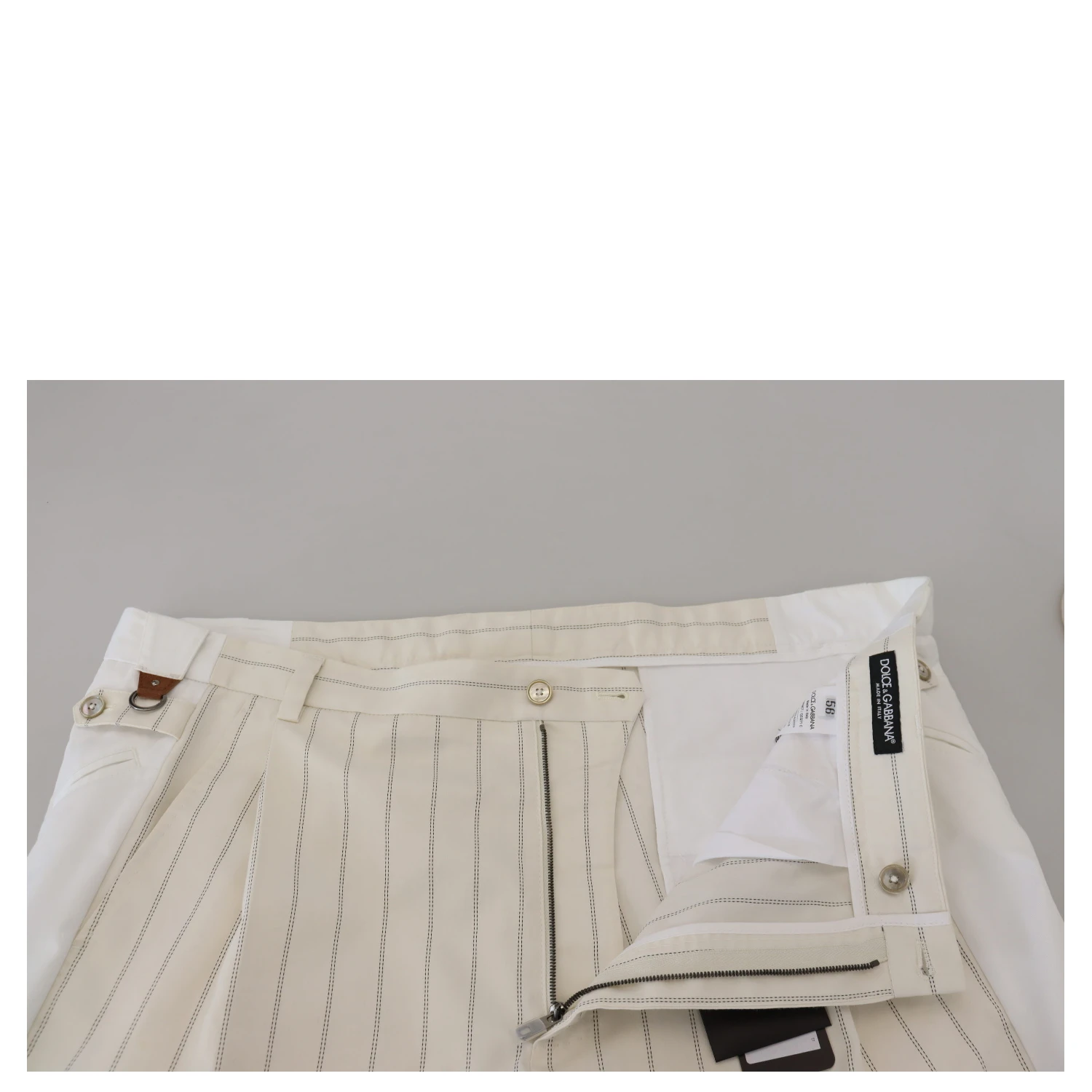 White Cotton Striped Formal Pants